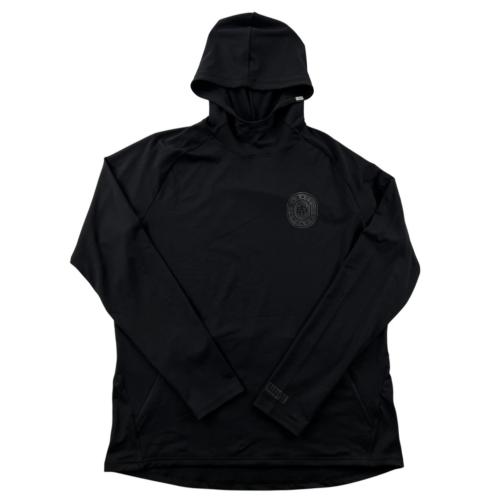 Barbell Apparel Men Large Black Performance Pullover Hoodie Side Zip Pockets Gym